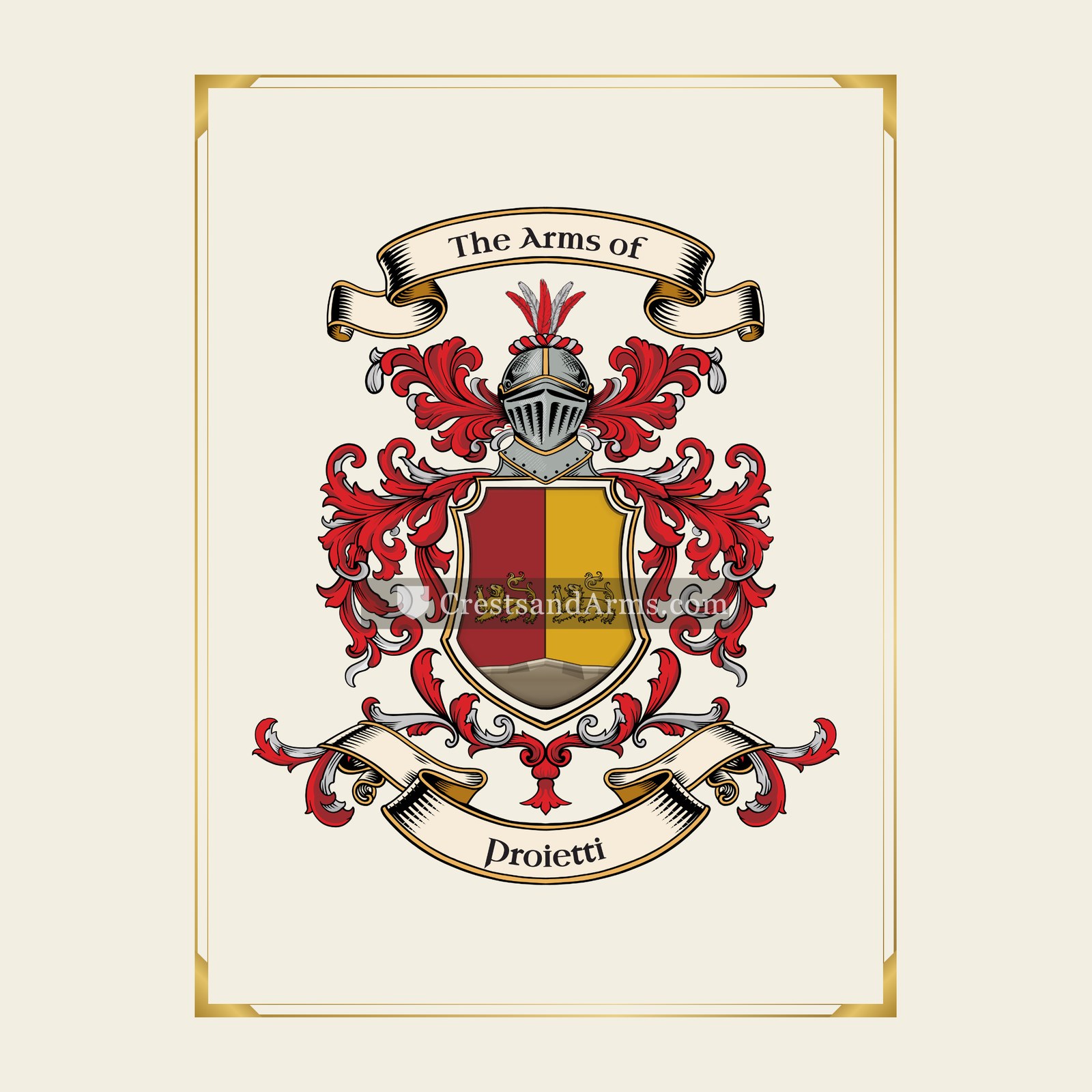 With gold border
