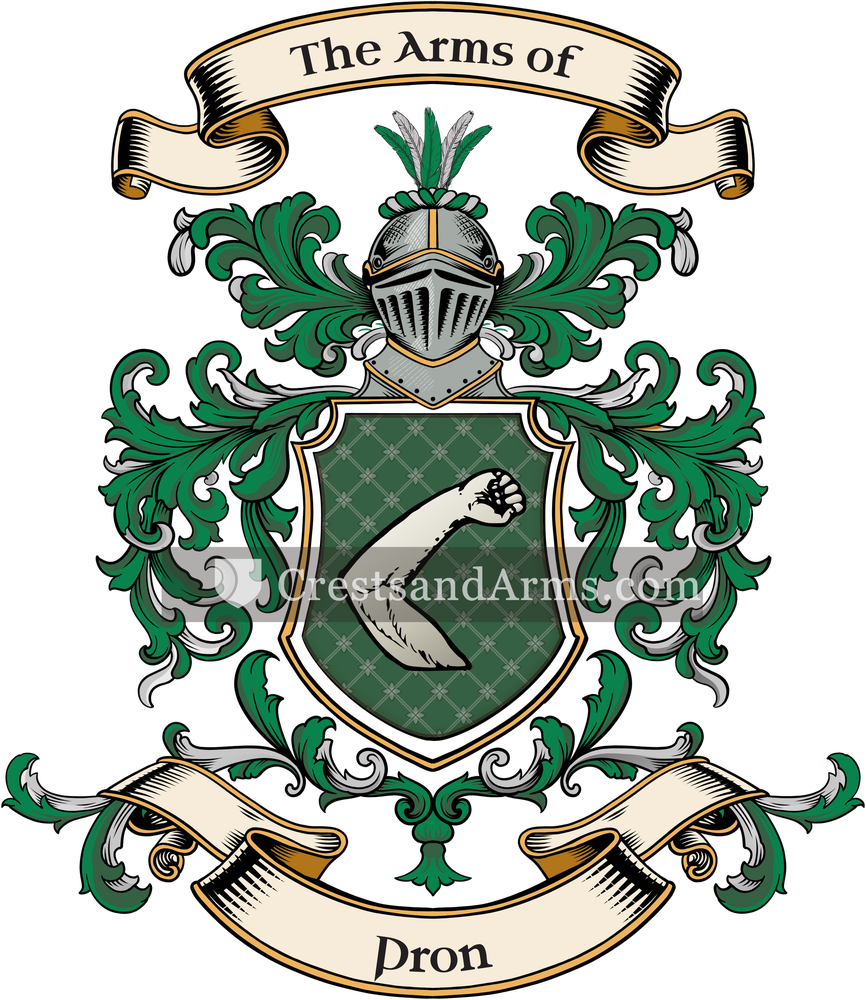 The Pron coat of arms, drawn from the recorded blazon