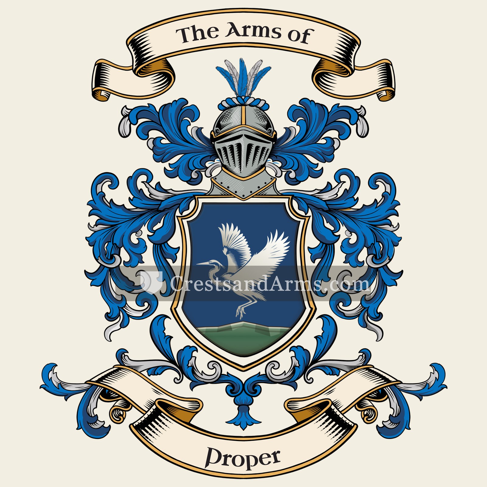 The Proper coat of arms, drawn from the recorded blazon