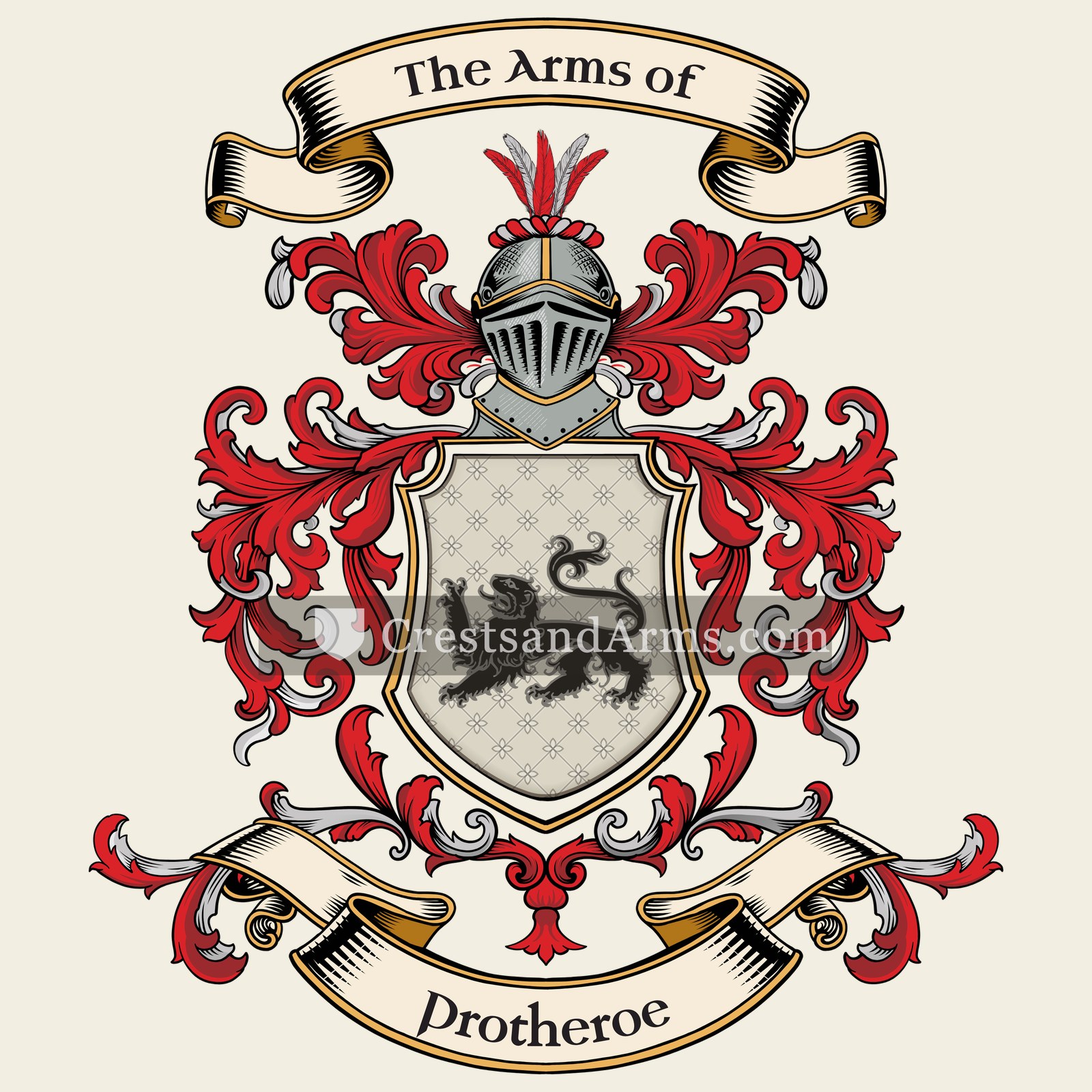 The Protheroe coat of arms, drawn from the recorded blazon