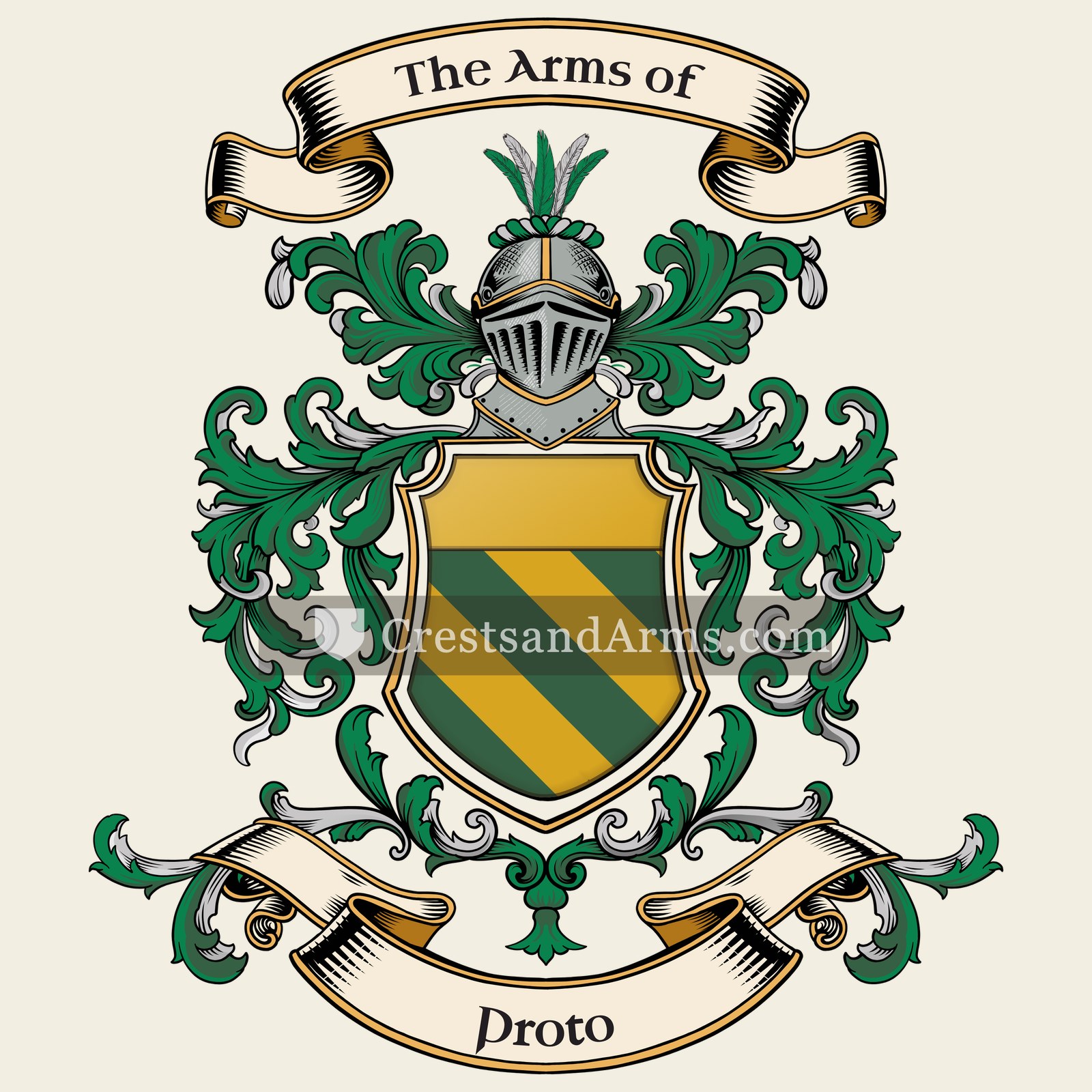 The Proto coat of arms, drawn from the recorded blazon