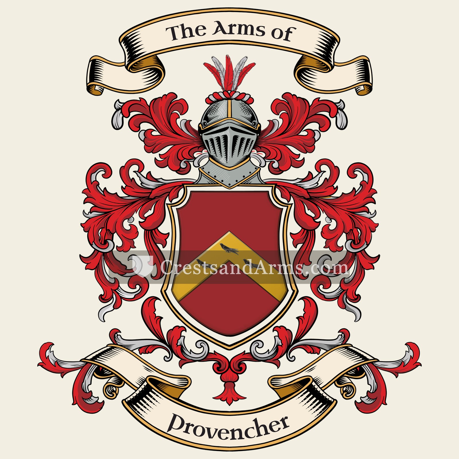 The Provencher coat of arms, drawn from the recorded blazon