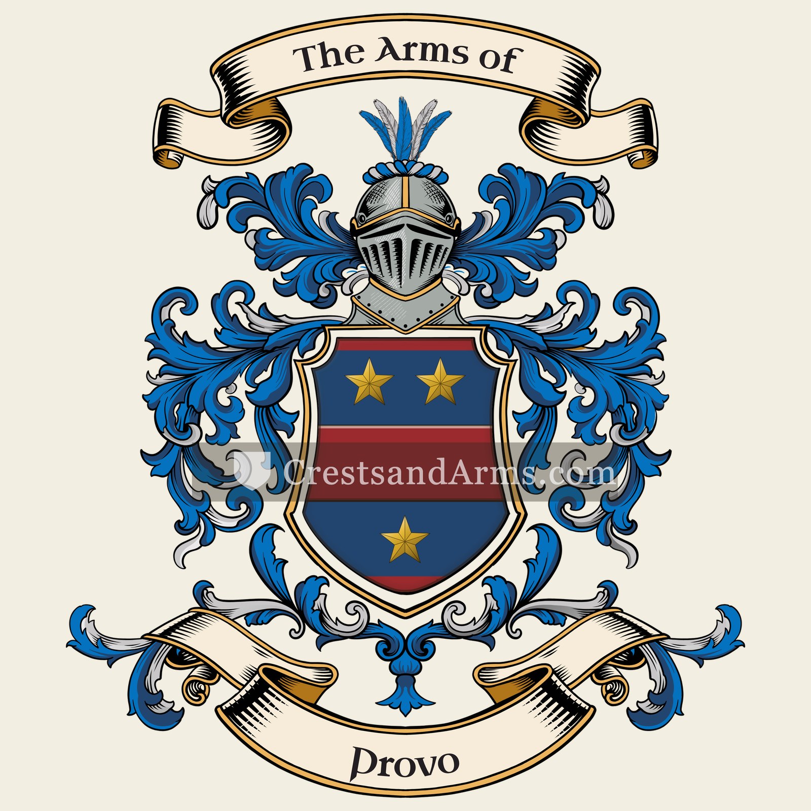 The Provo coat of arms, drawn from the recorded blazon