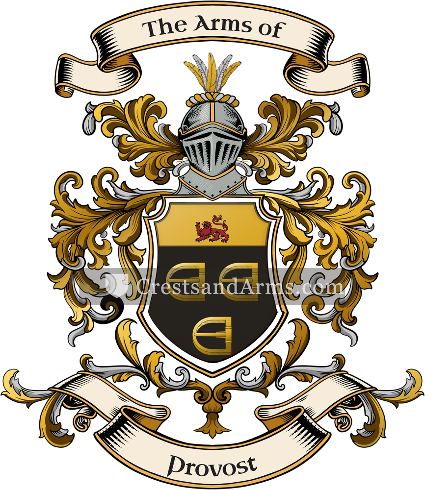 The Provost coat of arms, drawn from the recorded blazon