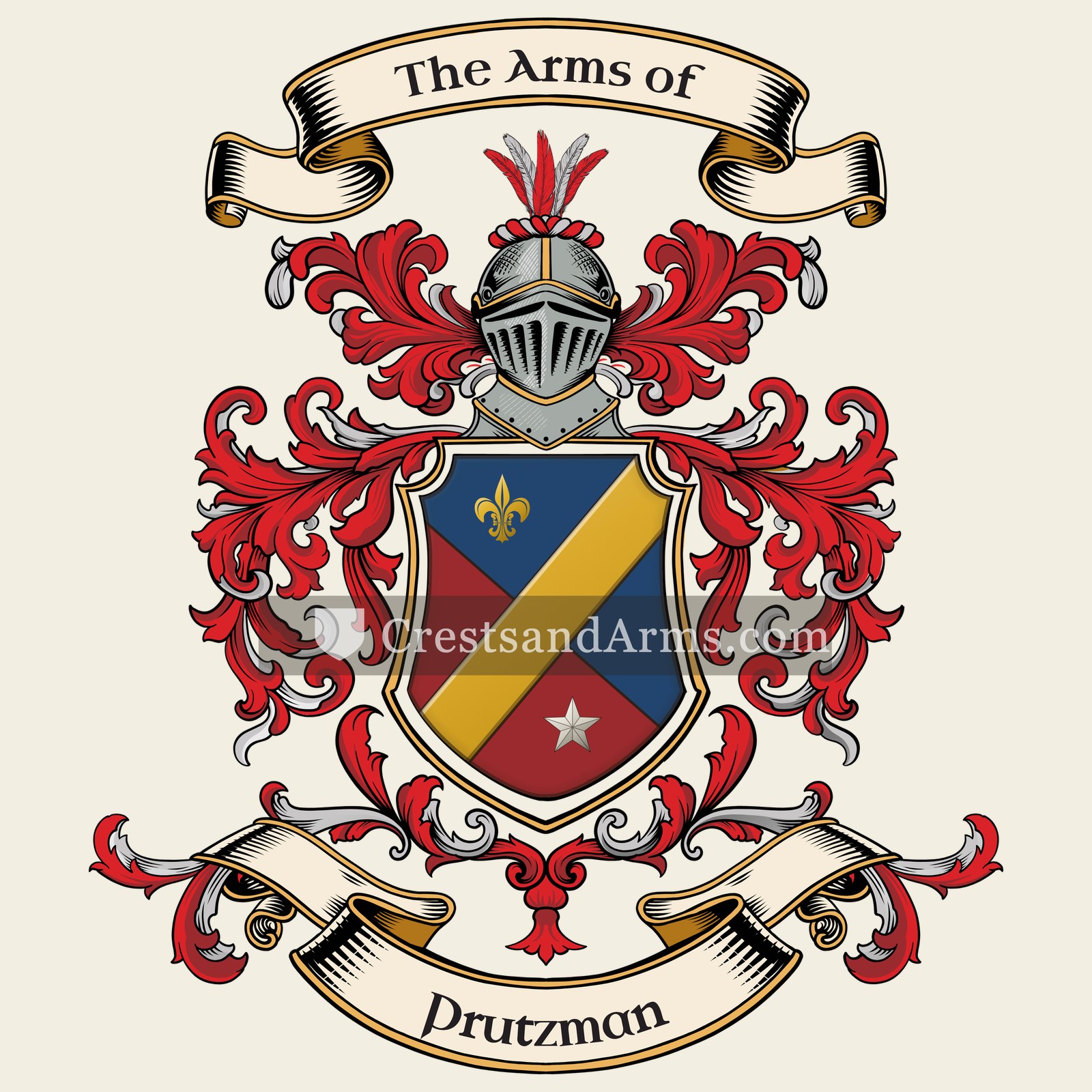 The Prutzman coat of arms, drawn from the recorded blazon