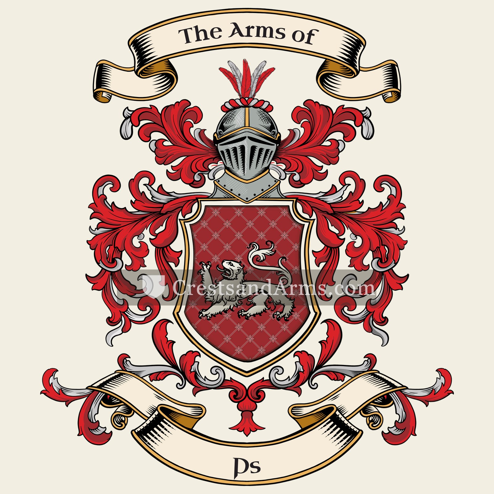 The Ps coat of arms, drawn from the recorded blazon