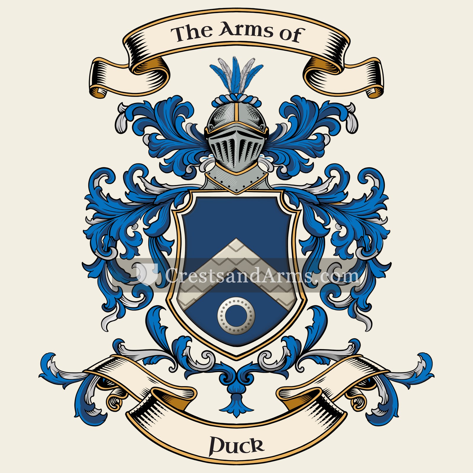 The Puck coat of arms, drawn from the recorded blazon