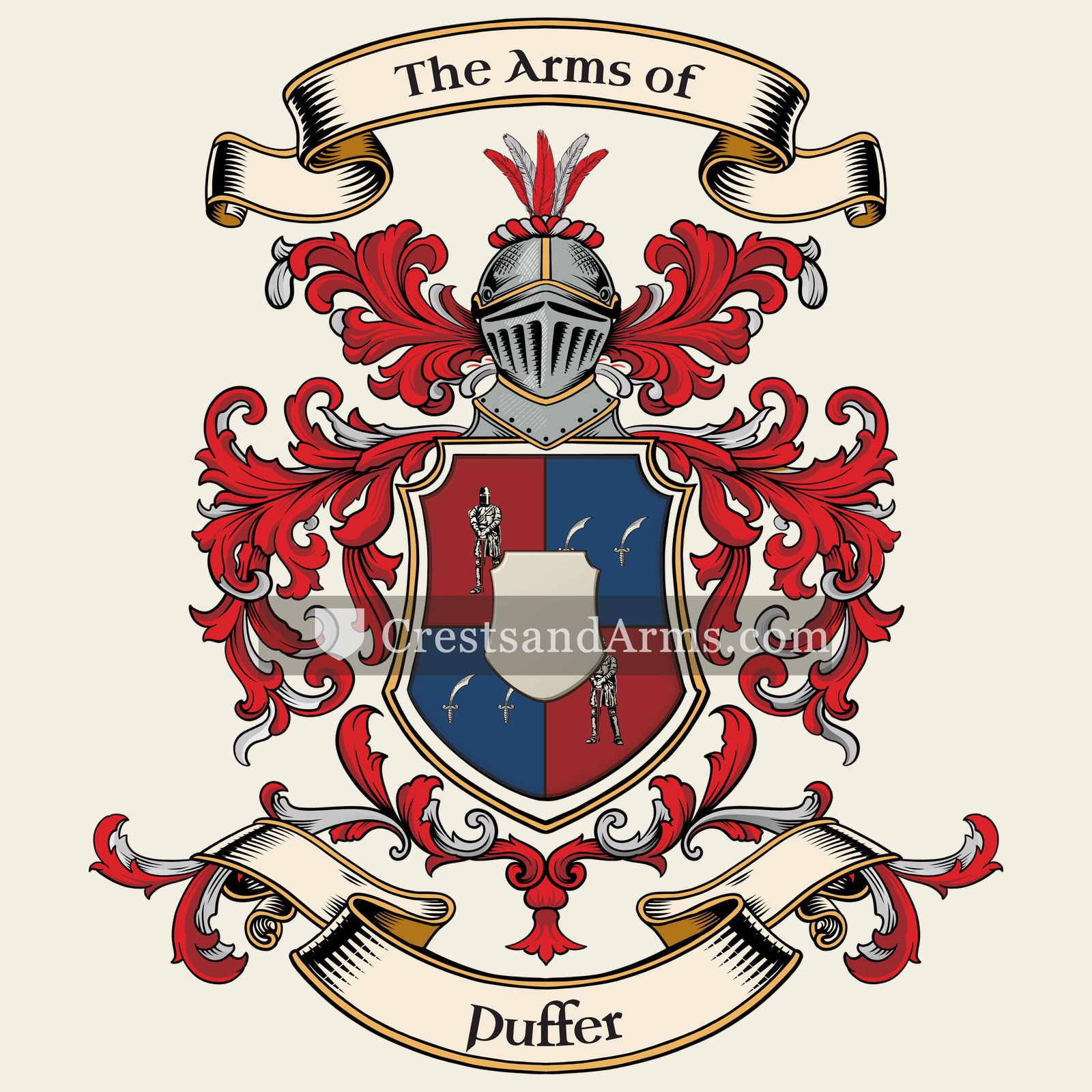 The Puffer coat of arms, drawn from the recorded blazon