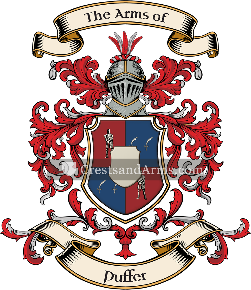 The Puffer coat of arms, drawn from the recorded blazon