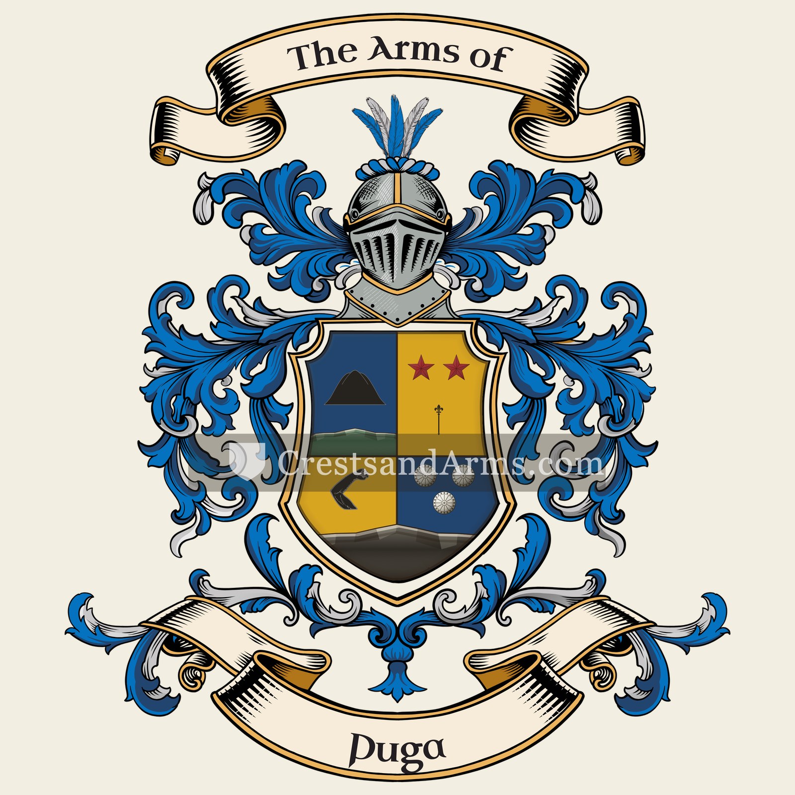 The Puga coat of arms, drawn from the recorded blazon