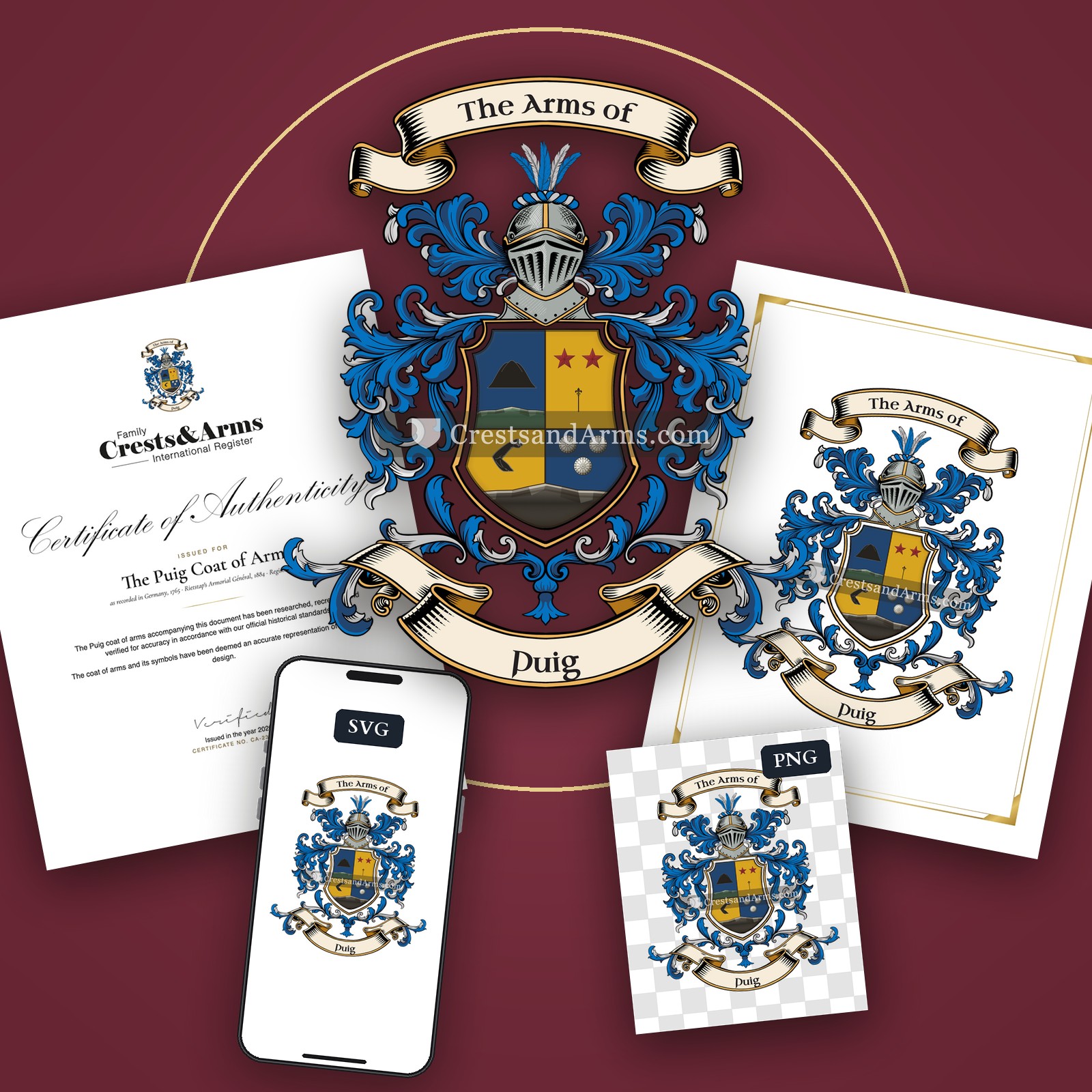 The Puig arms on the coat of arms — digital pack