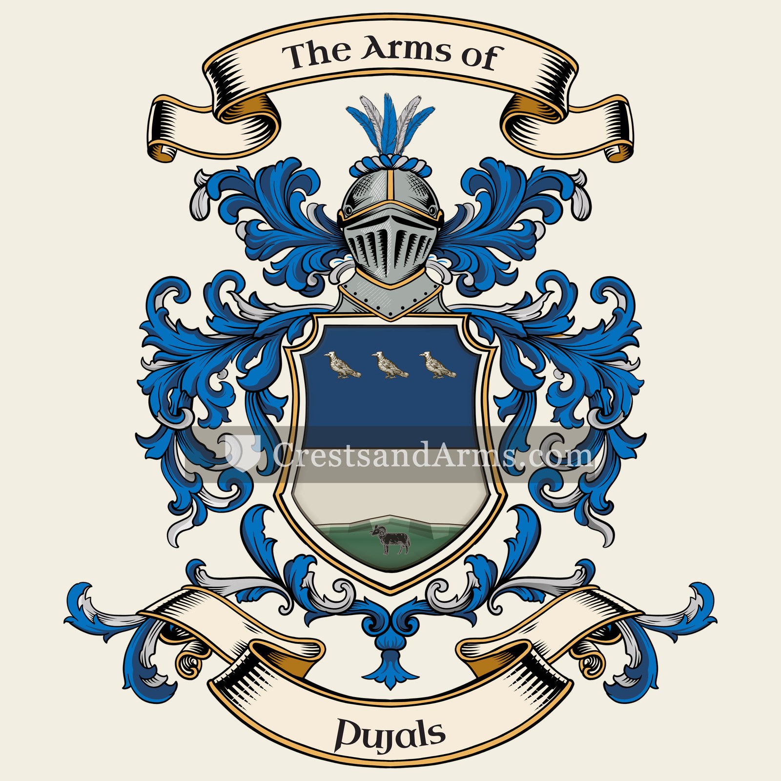 The Pujals coat of arms, drawn from the recorded blazon