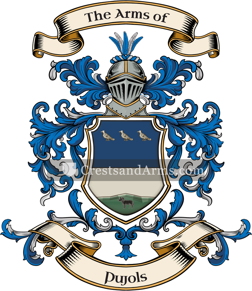 The Pujols coat of arms, drawn from the recorded blazon