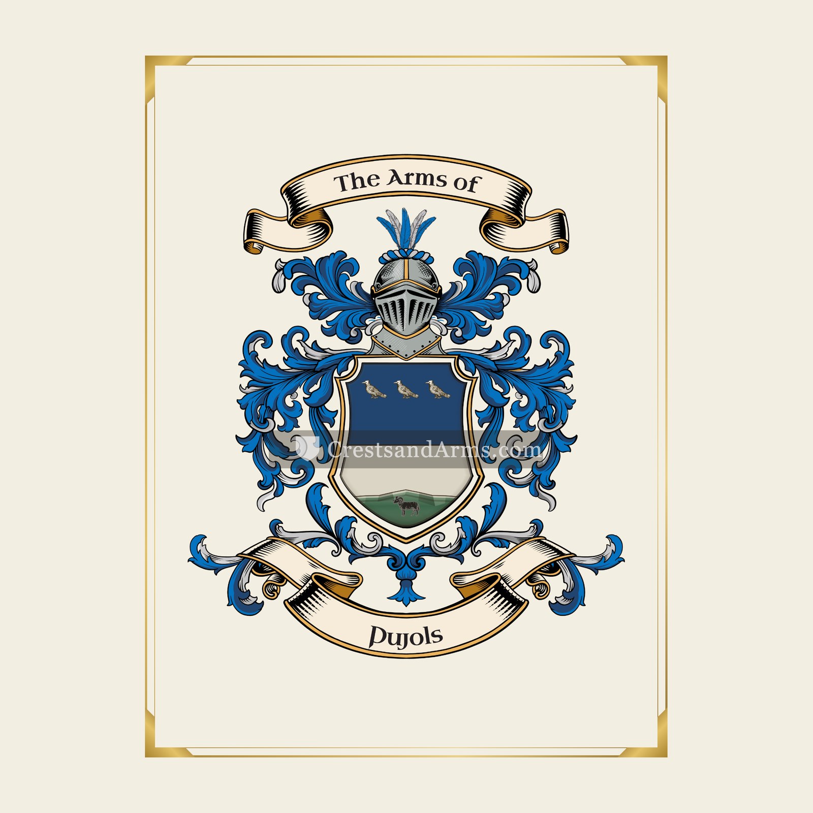 With gold border