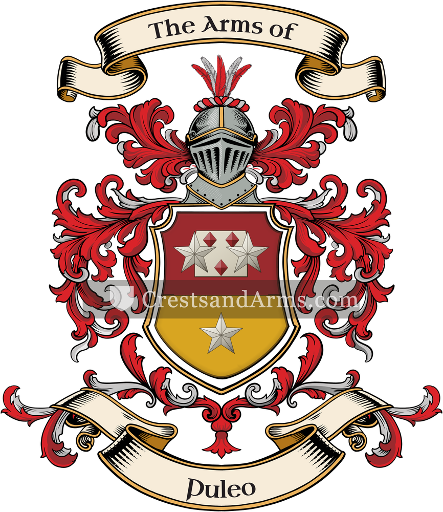 The Puleo coat of arms, drawn from the recorded blazon
