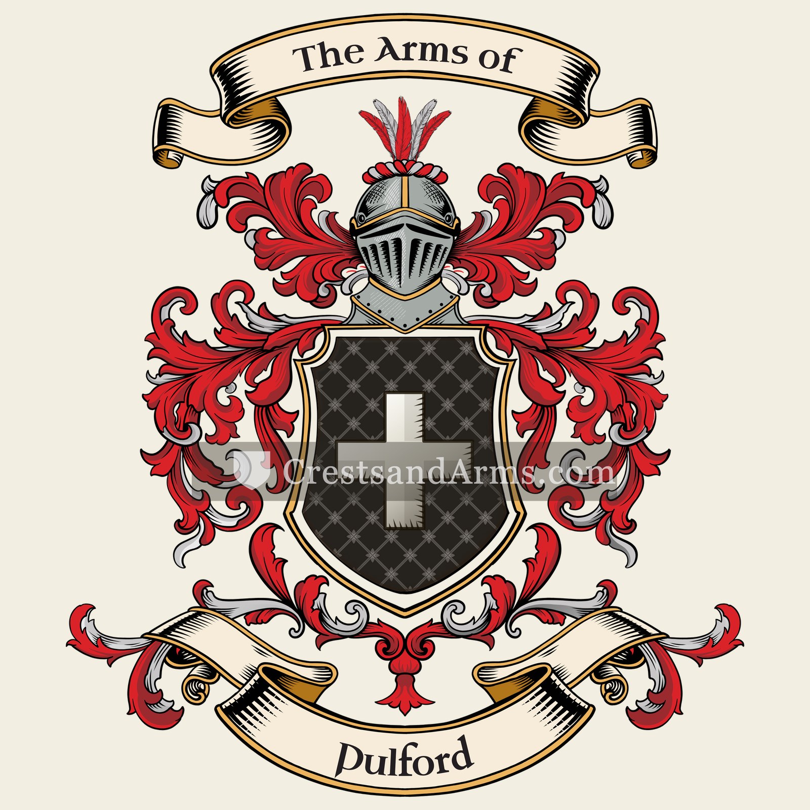 The Pulford coat of arms, drawn from the recorded blazon