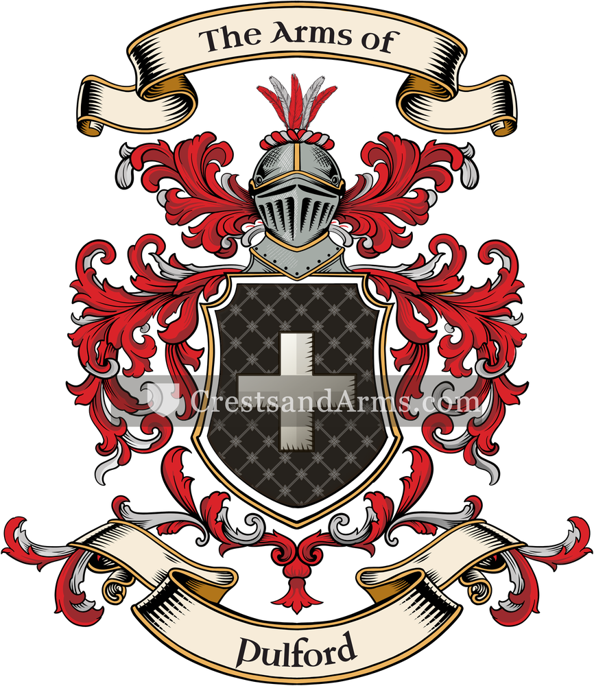 The Pulford coat of arms, drawn from the recorded blazon