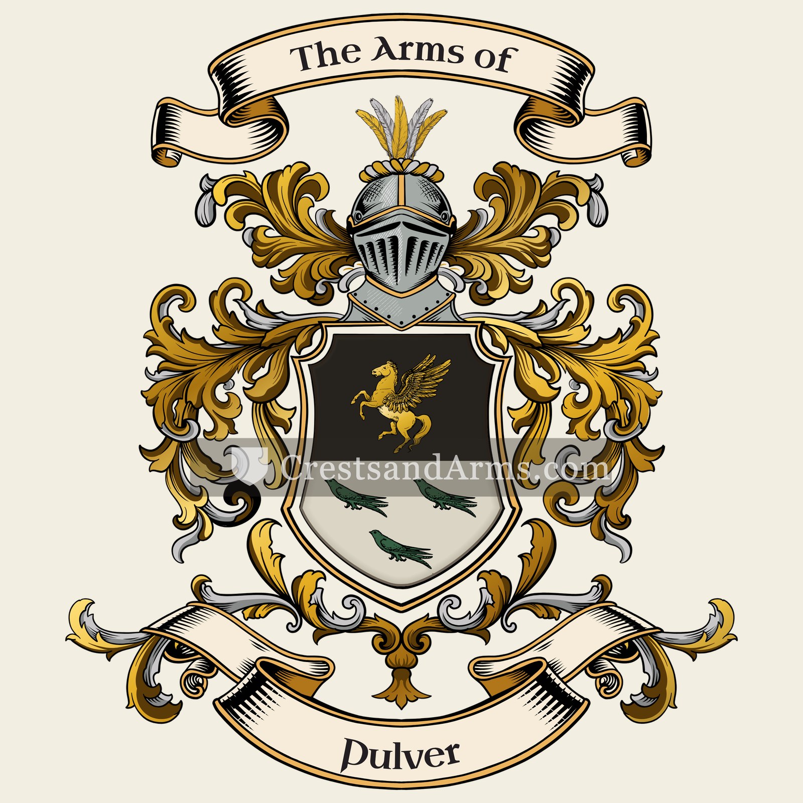 The Pulver coat of arms, drawn from the recorded blazon