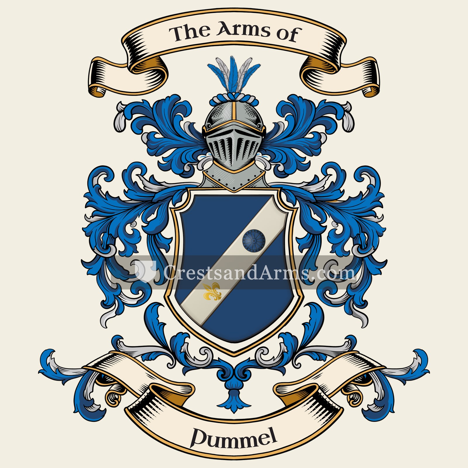 The Pummel coat of arms, drawn from the recorded blazon