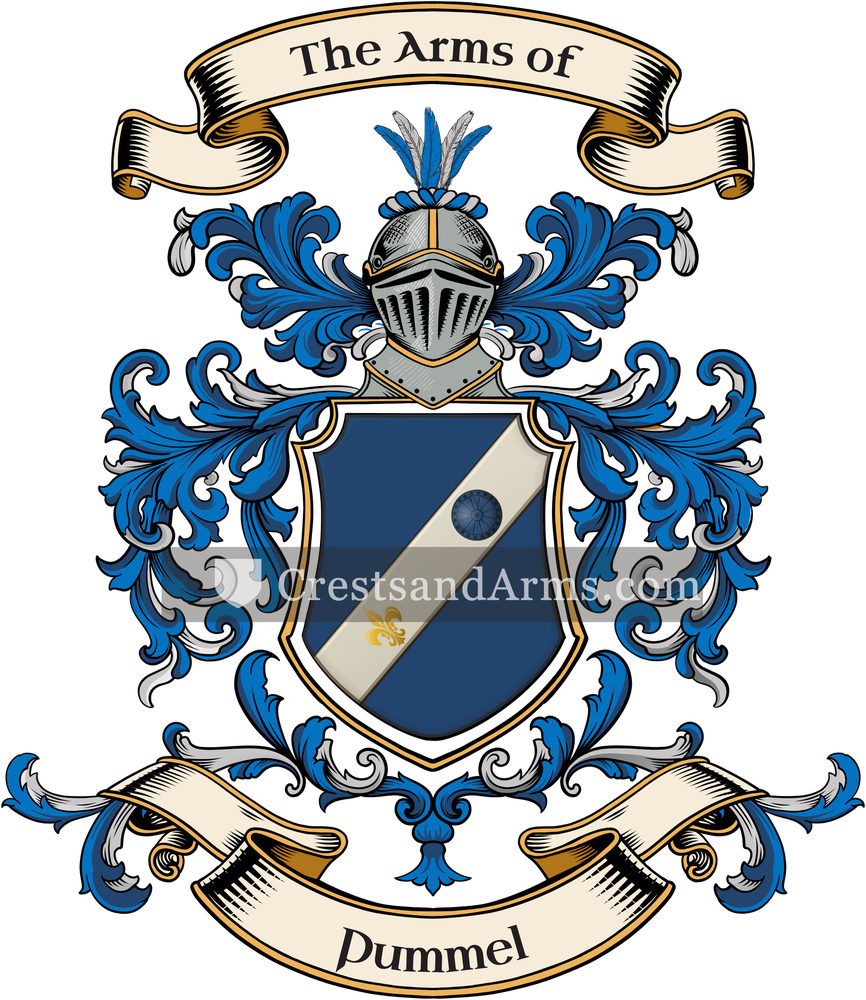 The Pummel coat of arms, drawn from the recorded blazon