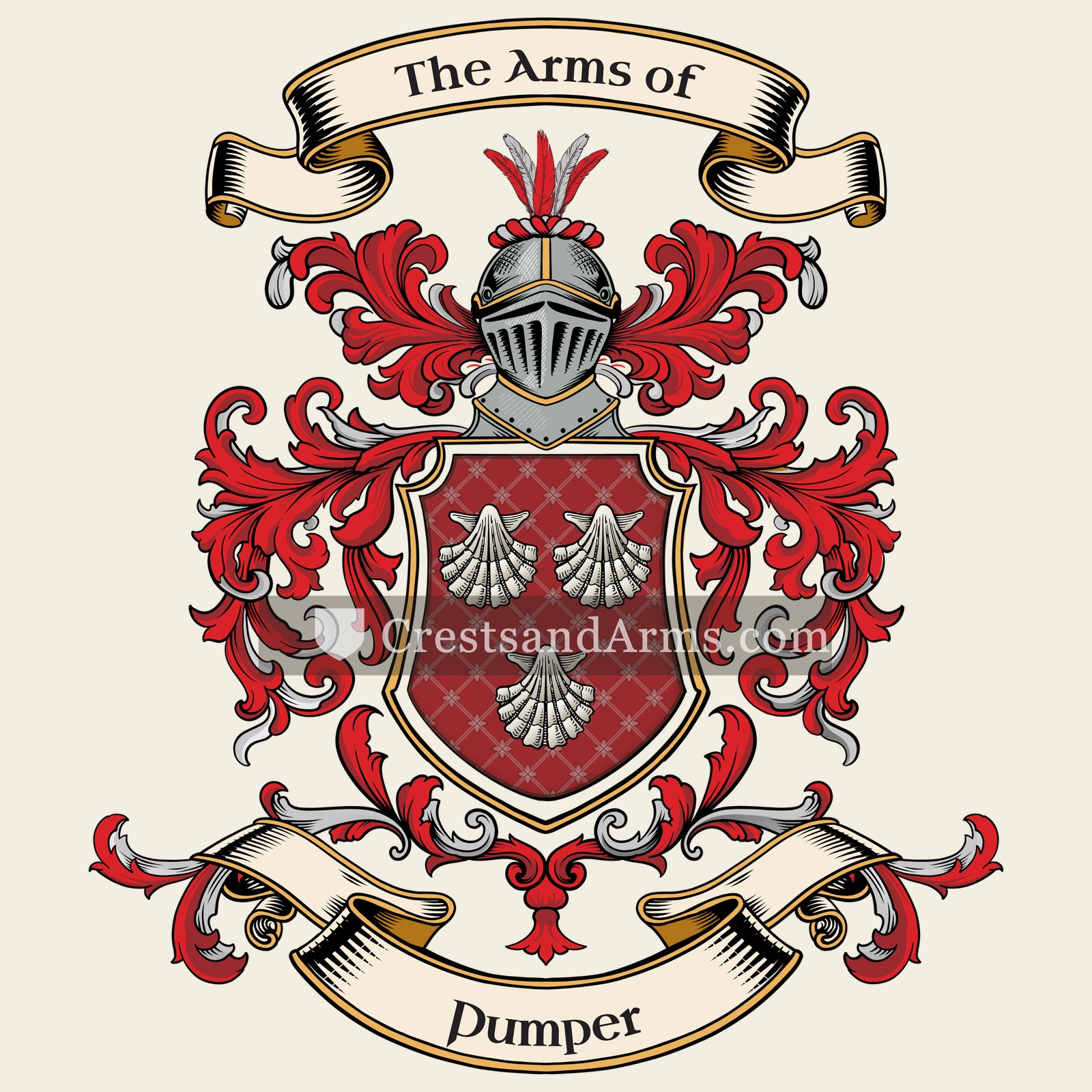 The Pumper coat of arms, drawn from the recorded blazon