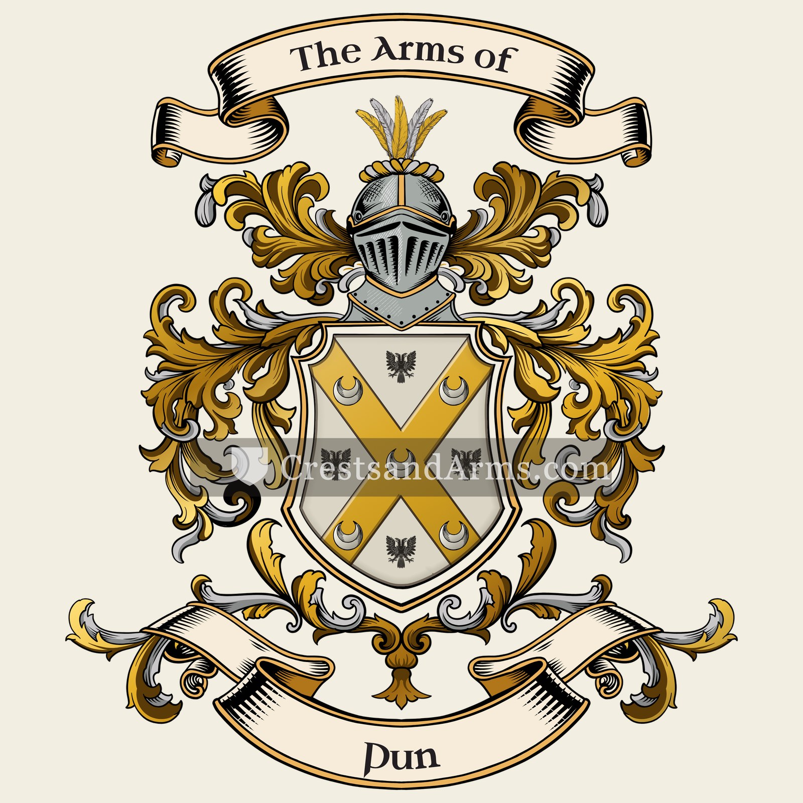The Pun coat of arms, drawn from the recorded blazon