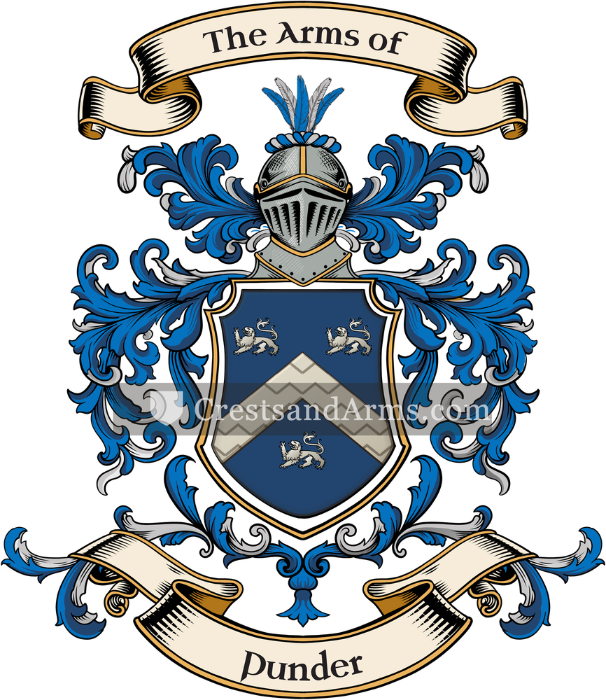 The Punder coat of arms, drawn from the recorded blazon