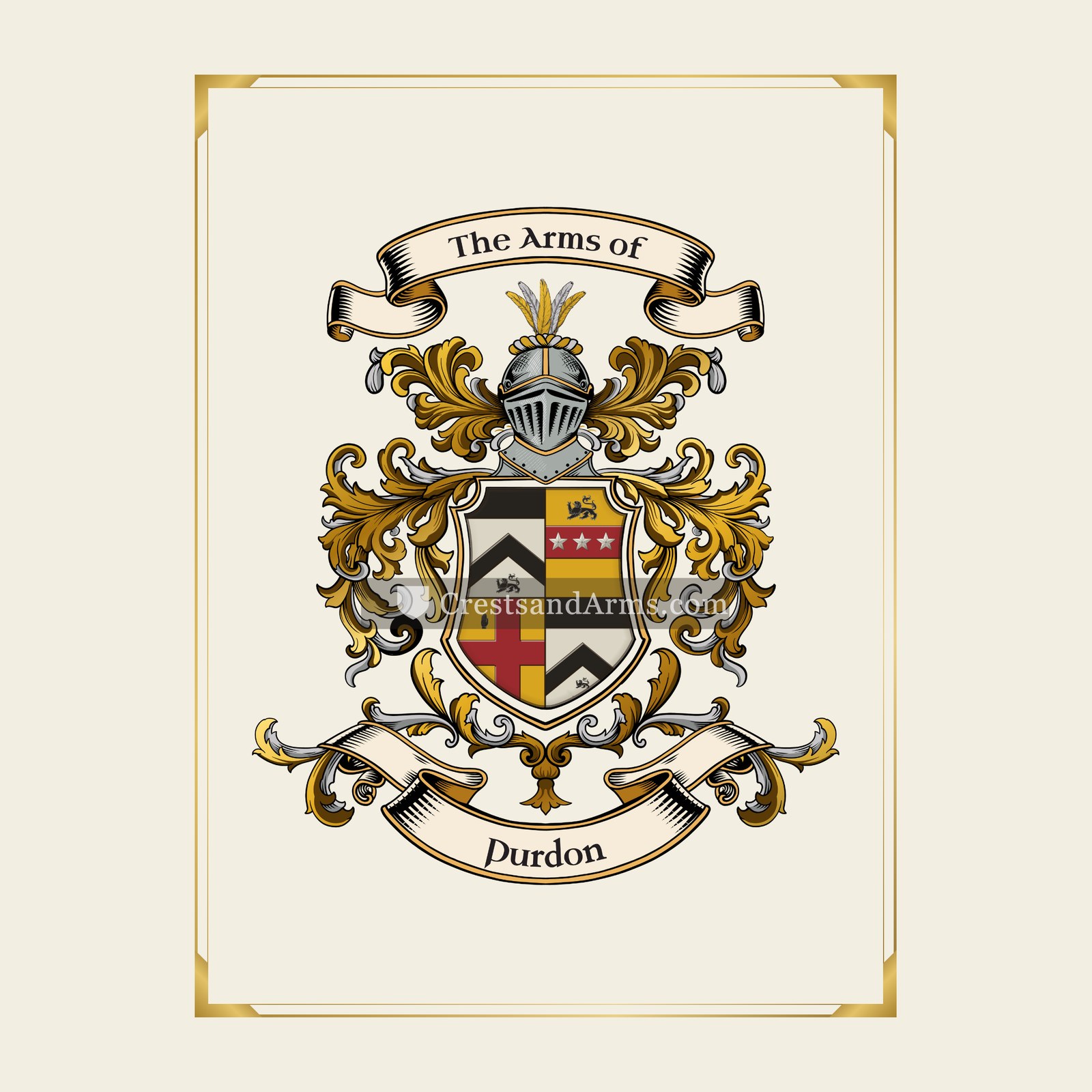 With gold border
