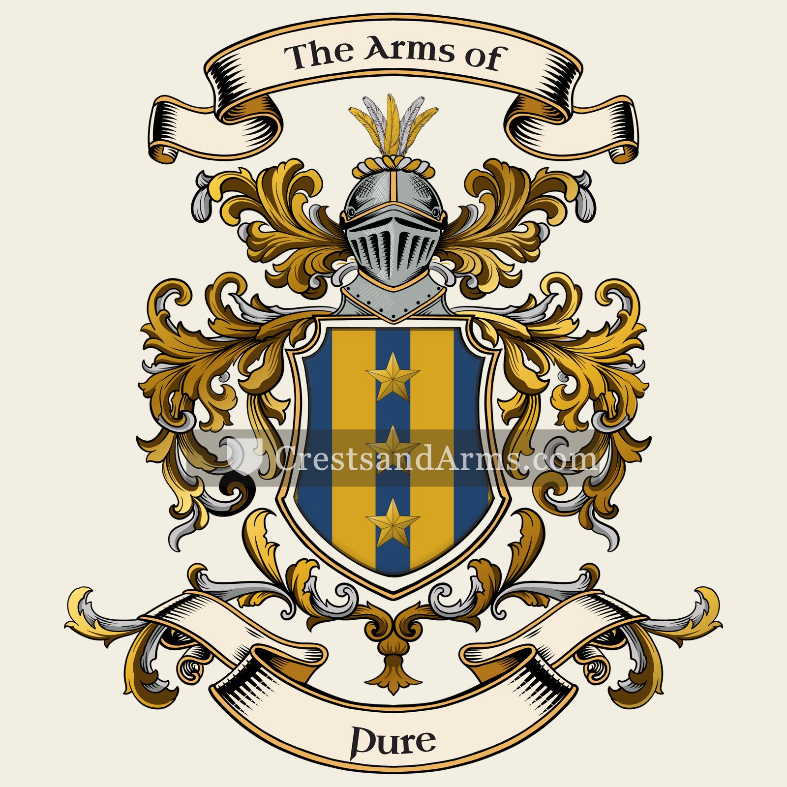 The Pure coat of arms, drawn from the recorded blazon