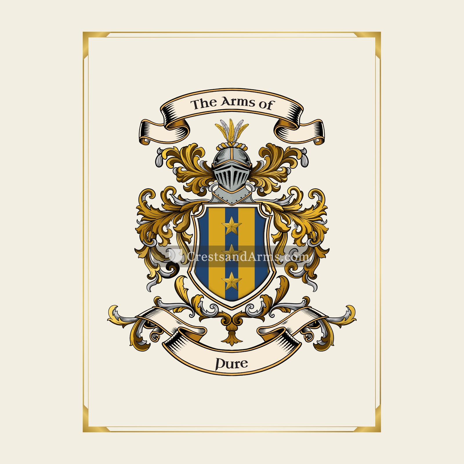 With gold border