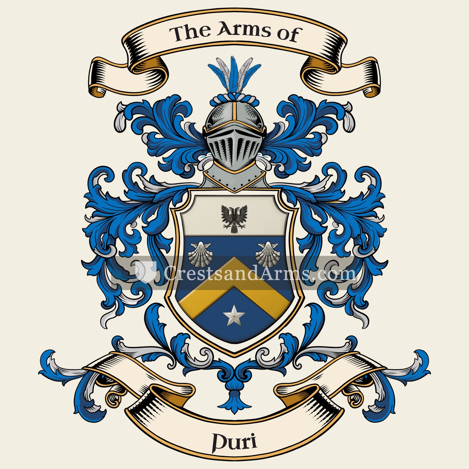 The Puri coat of arms, drawn from the recorded blazon
