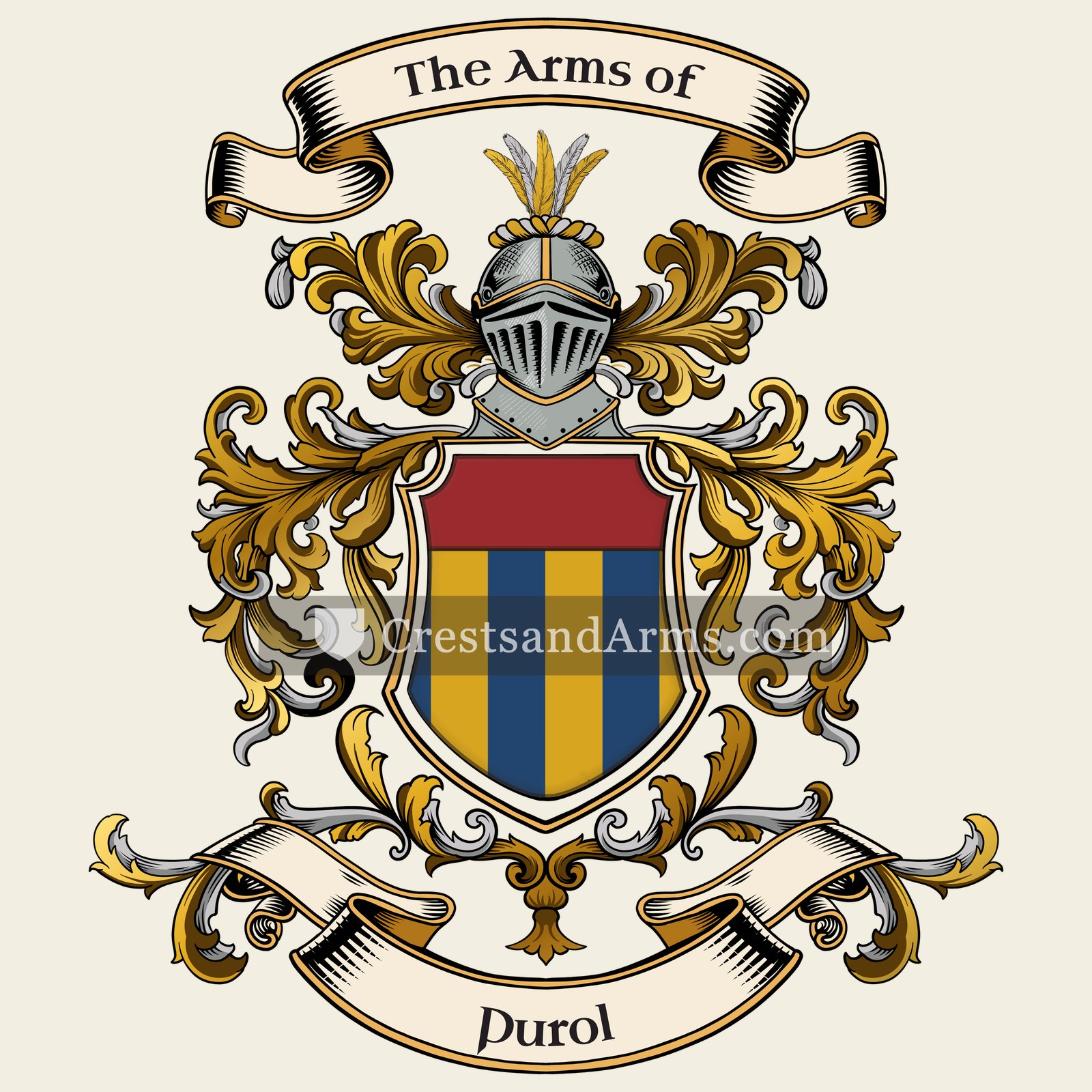 The Purol coat of arms, drawn from the recorded blazon