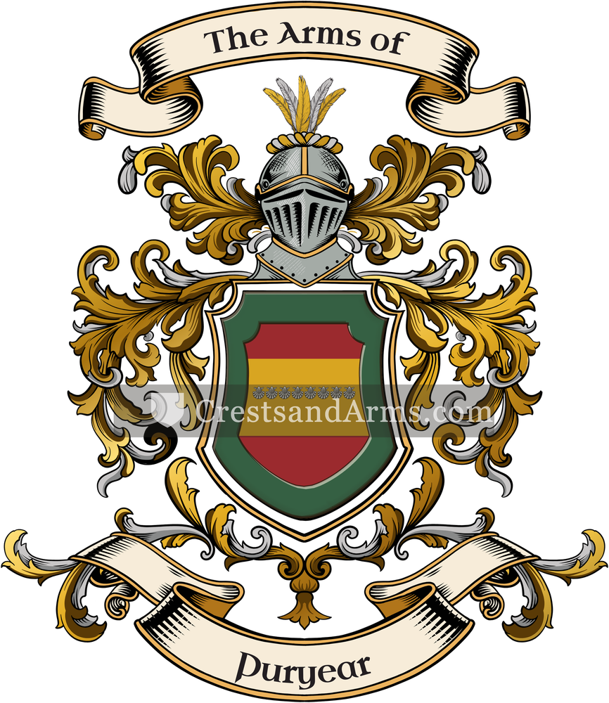The Puryear coat of arms, drawn from the recorded blazon