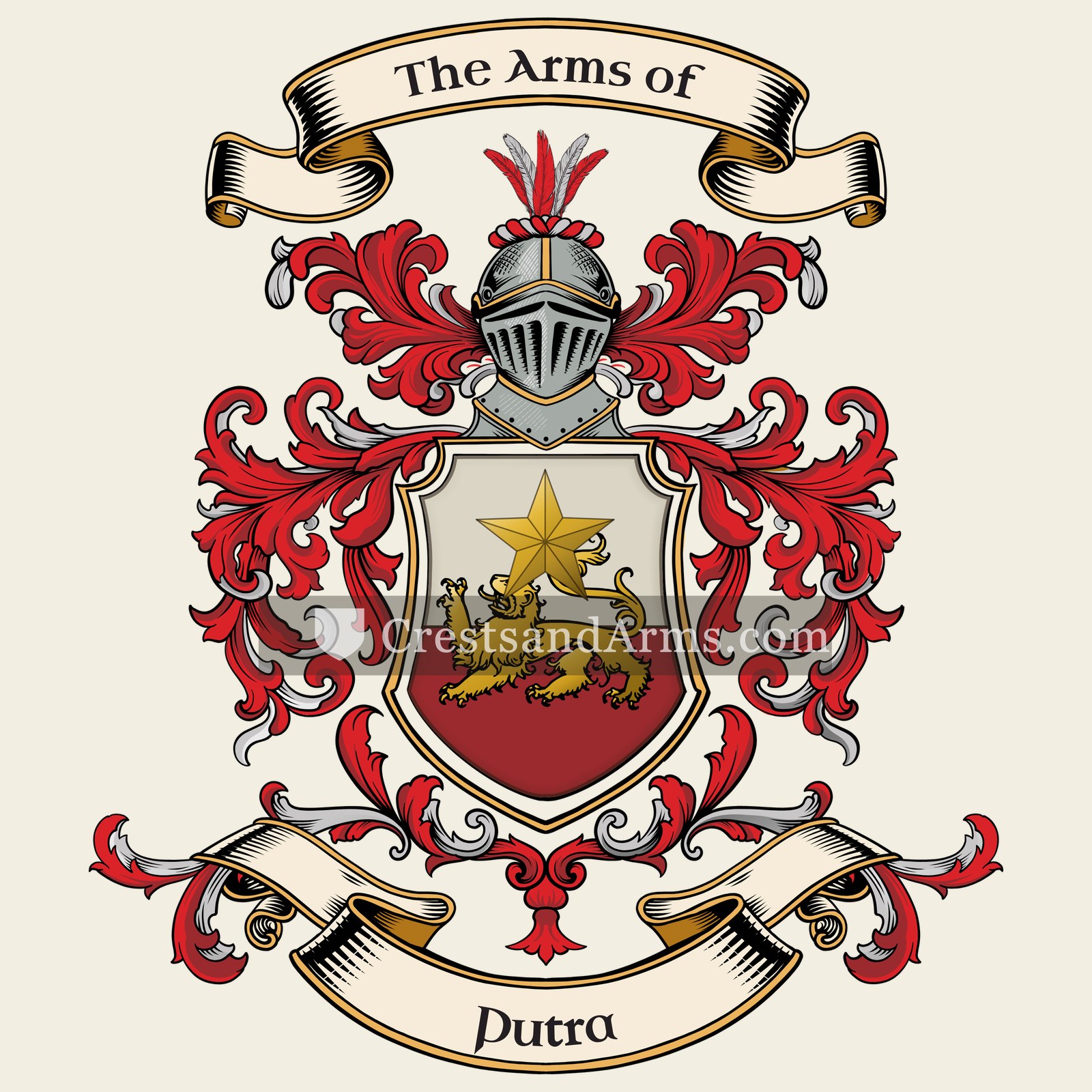The Putra coat of arms, drawn from the recorded blazon