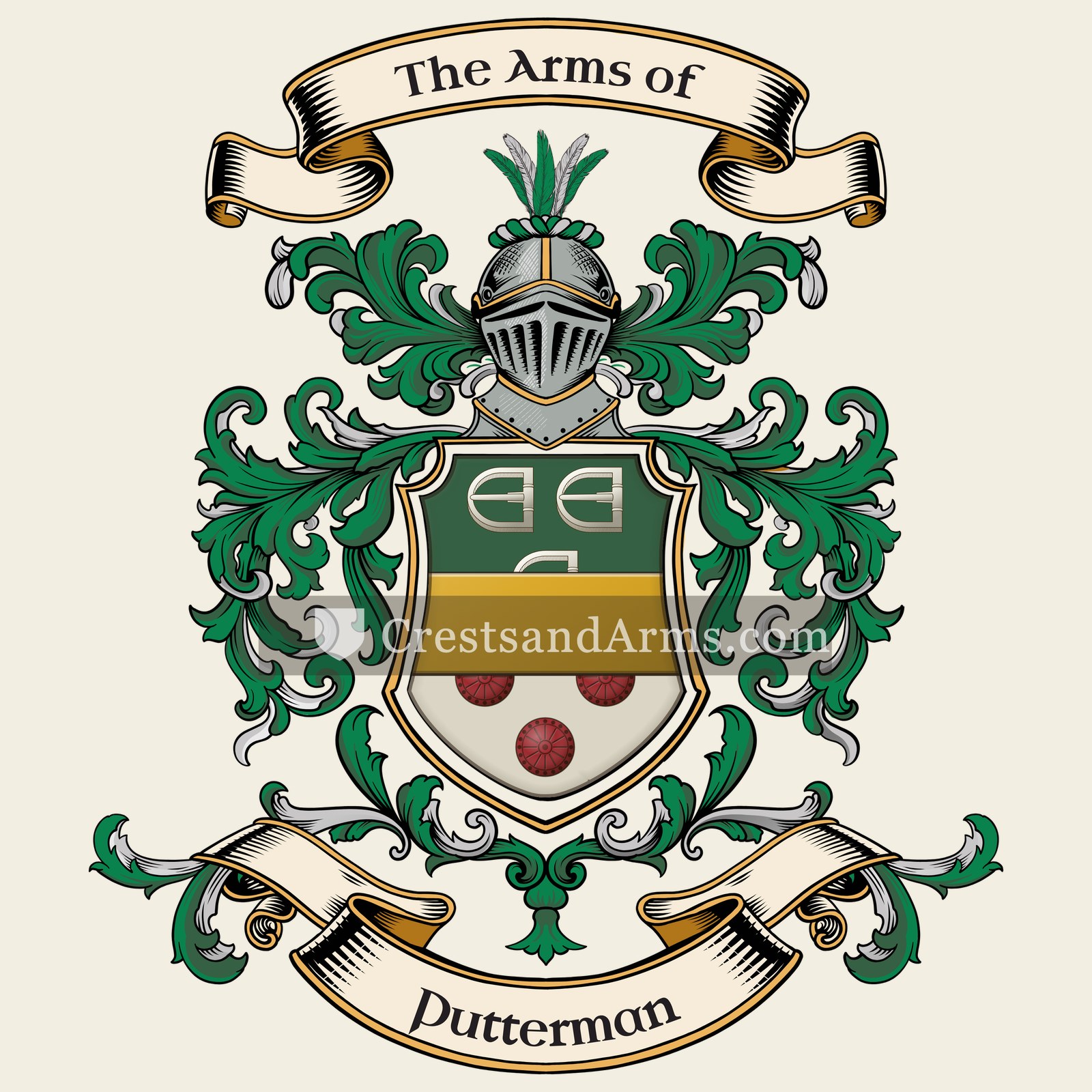 The Putterman coat of arms, drawn from the recorded blazon