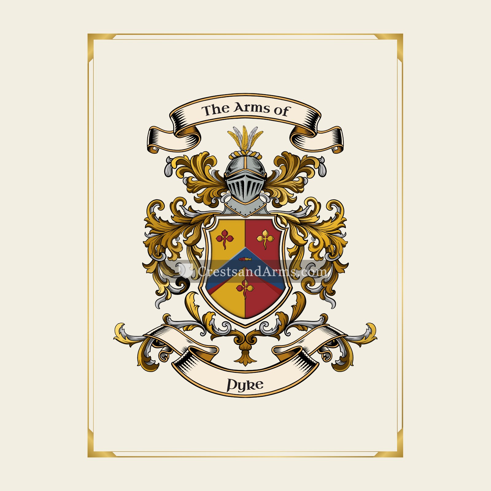 With gold border
