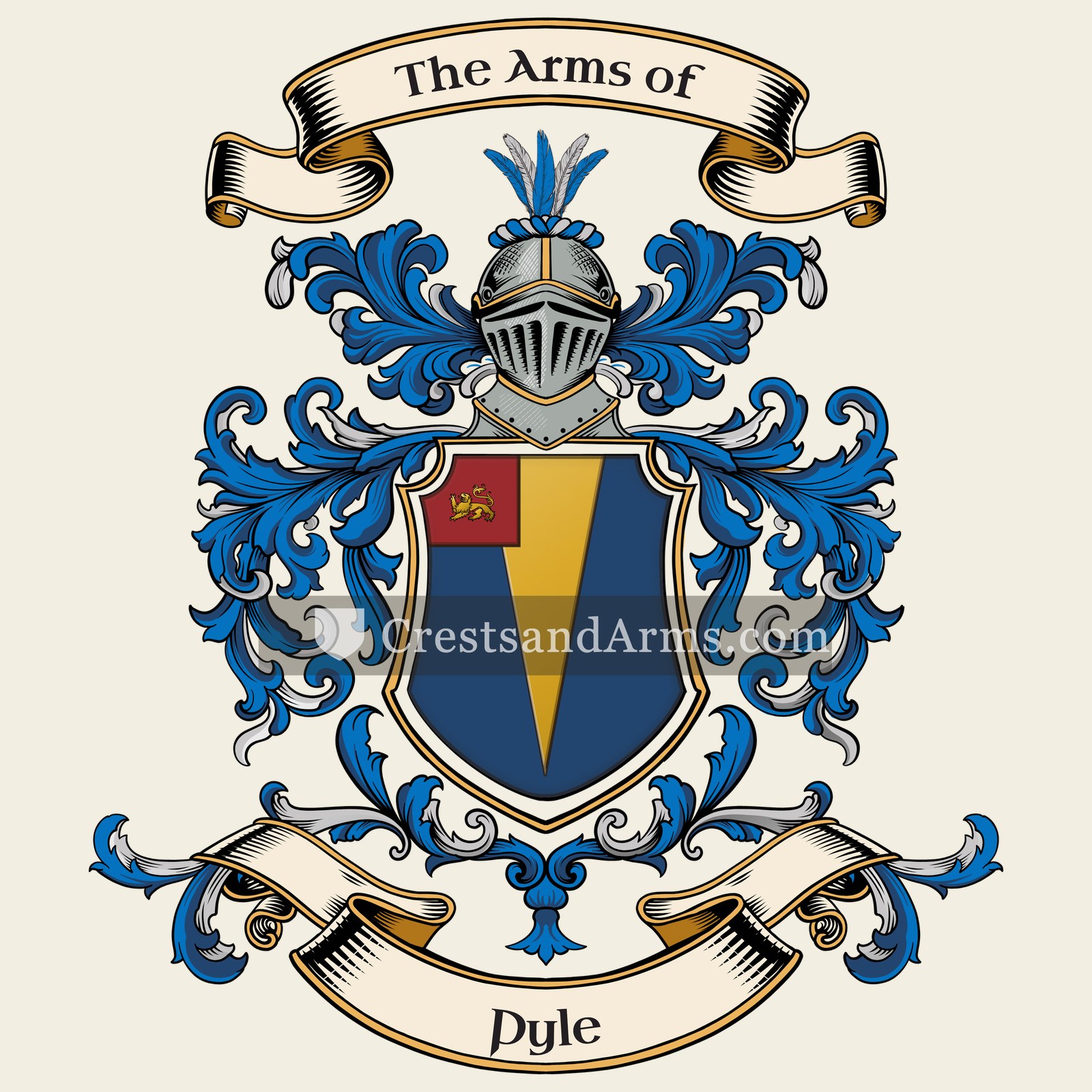 The Pyle coat of arms, drawn from the recorded blazon