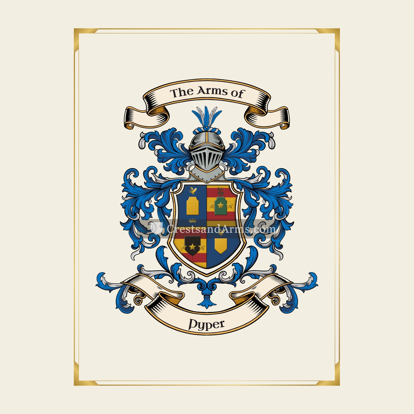 With gold border