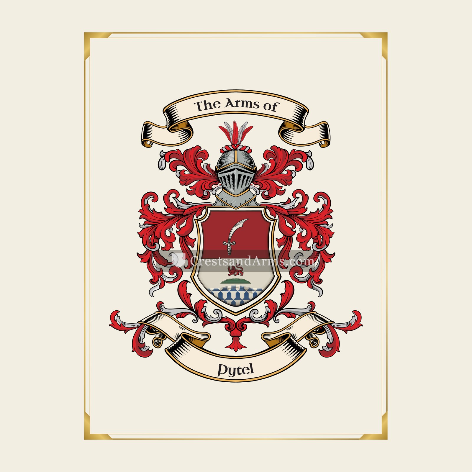 With gold border