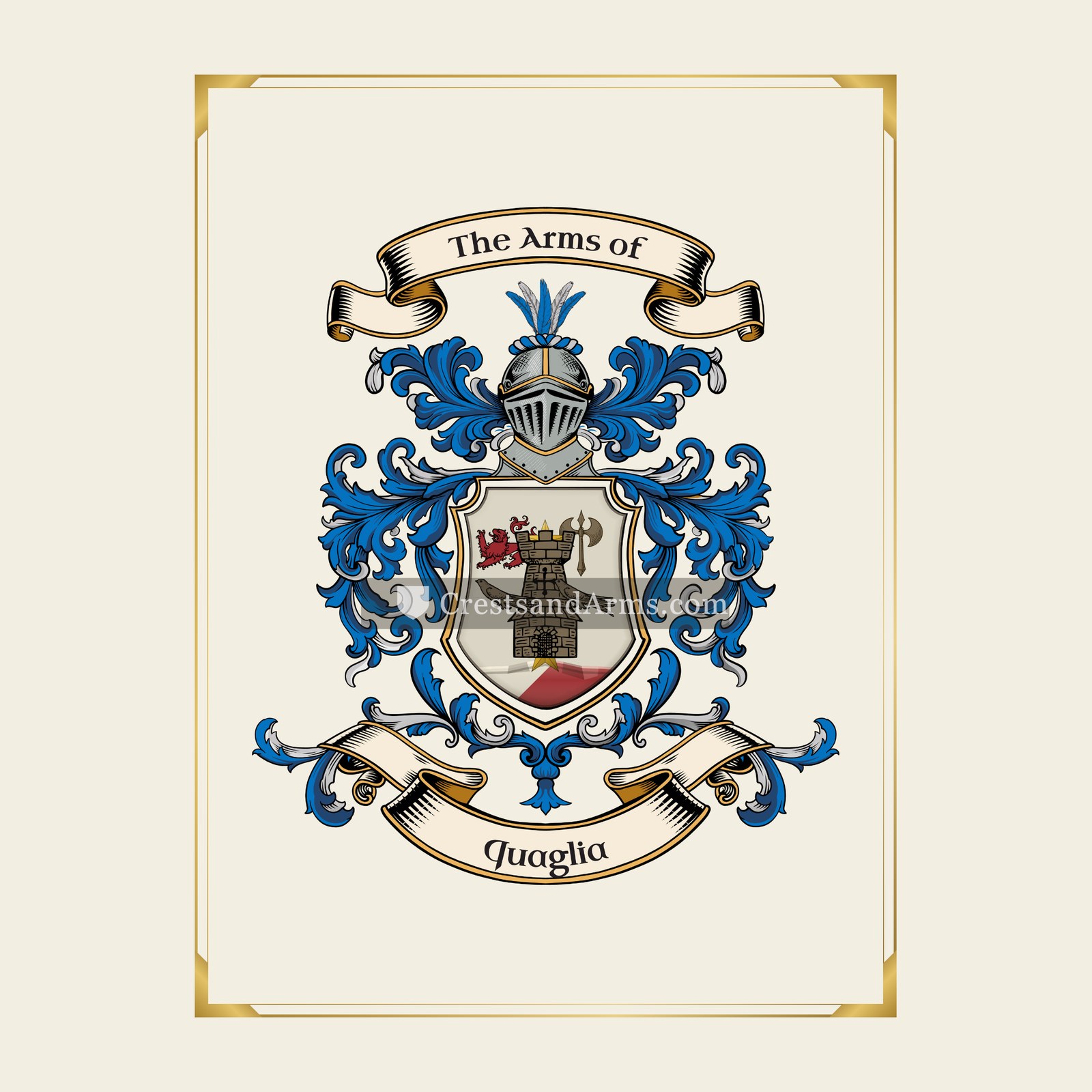 With gold border