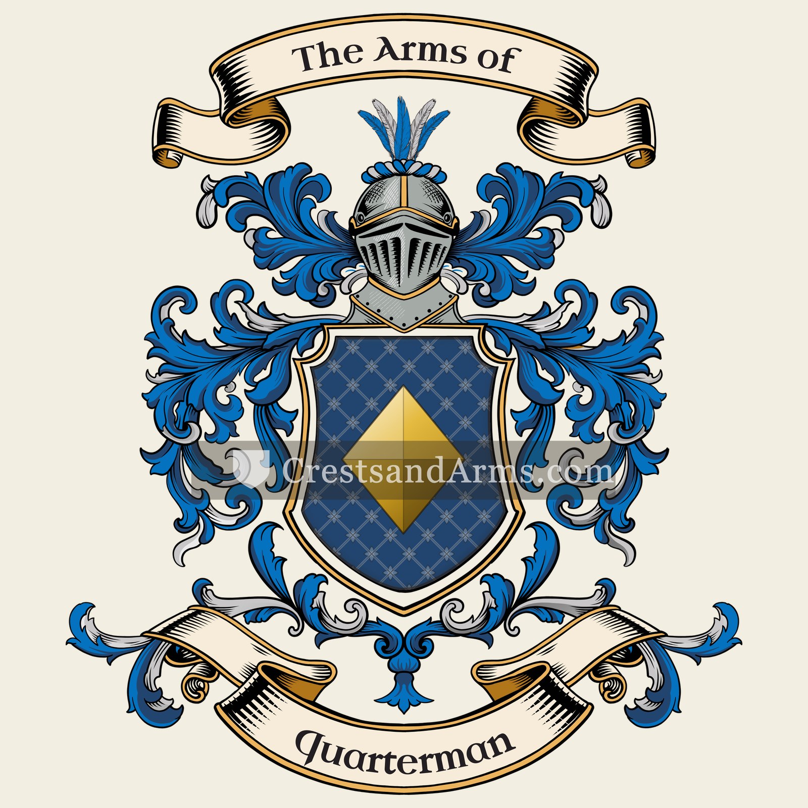 The Quarterman coat of arms, drawn from the recorded blazon