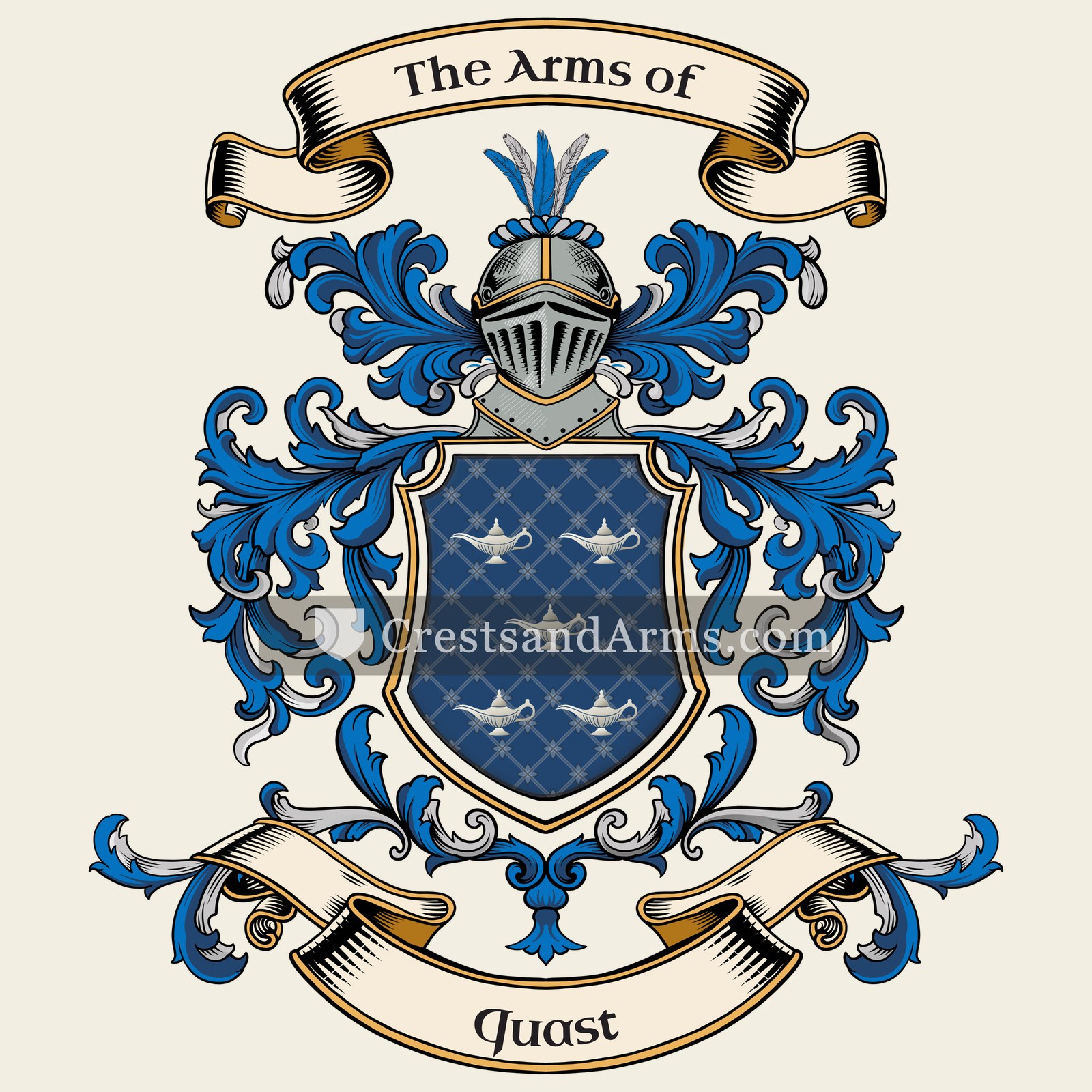 The Quast coat of arms, drawn from the recorded blazon