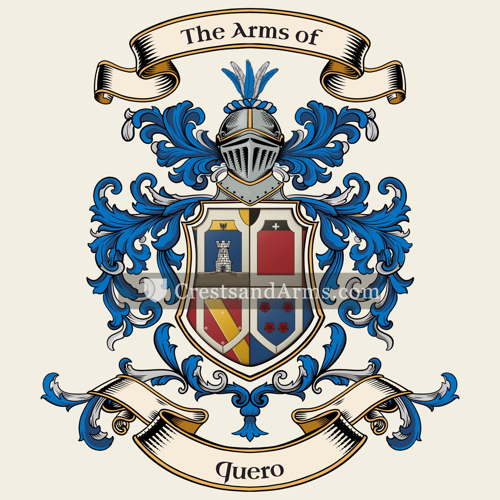The Quero coat of arms, drawn from the recorded blazon