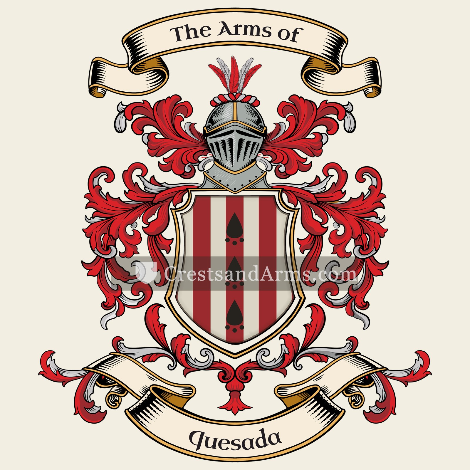 The Quesada coat of arms, drawn from the recorded blazon