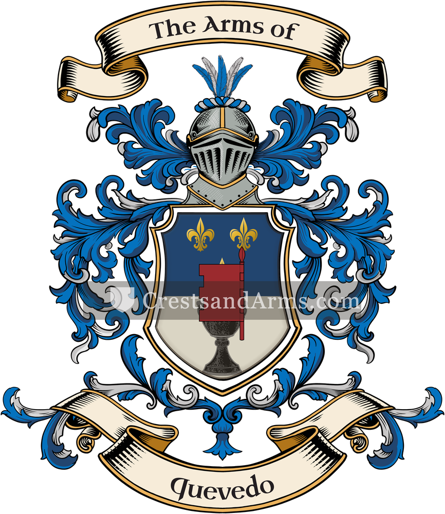The Quevedo coat of arms, drawn from the recorded blazon