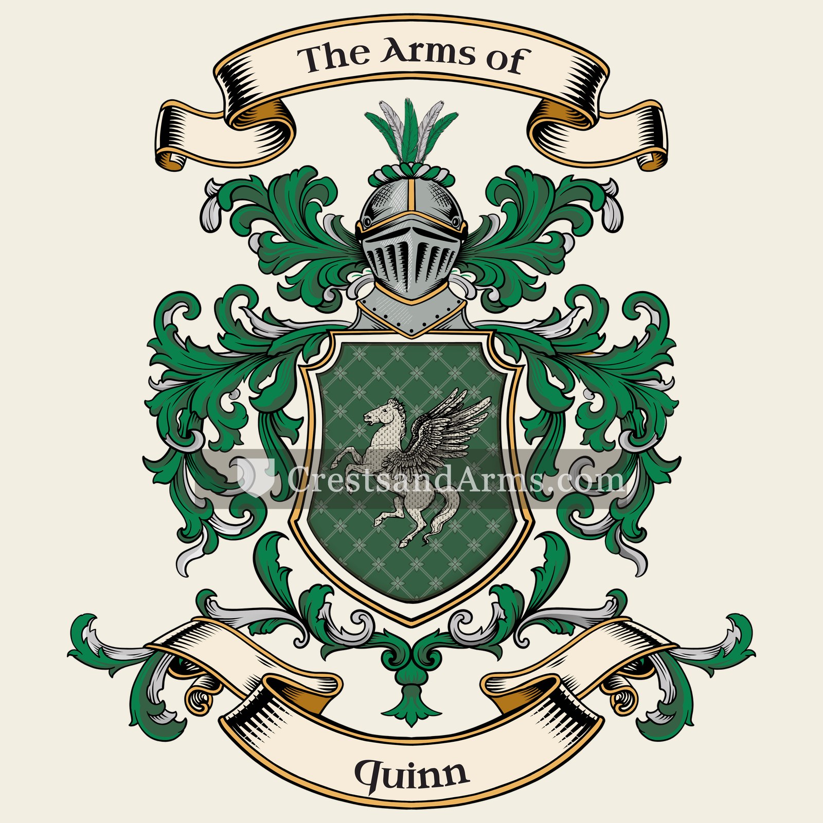 The Quinn coat of arms, drawn from the recorded blazon