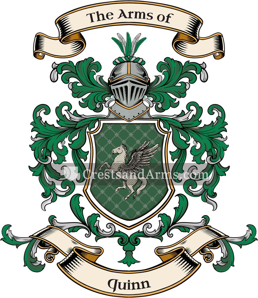 The Quinn coat of arms, drawn from the recorded blazon