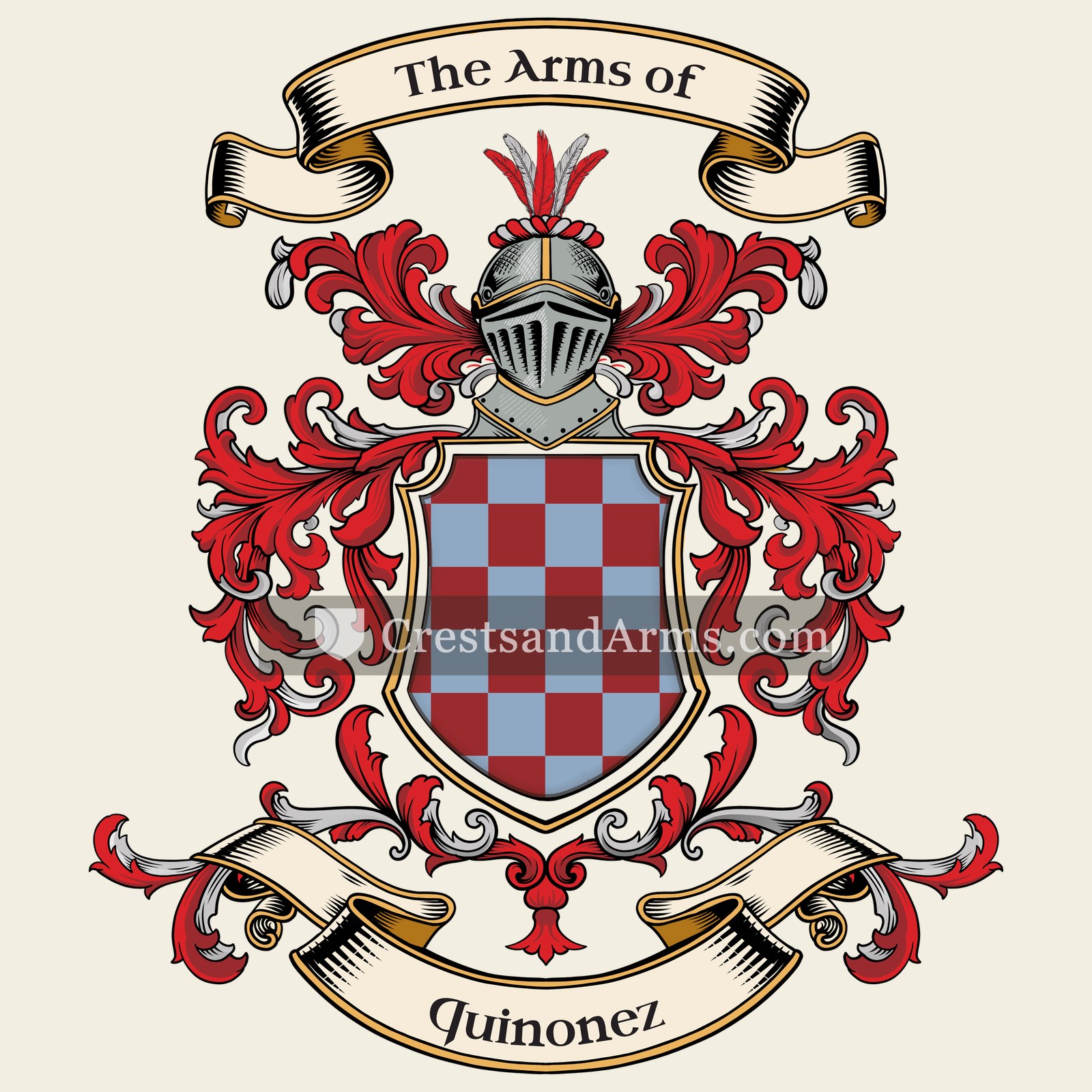 The Quinonez coat of arms, drawn from the recorded blazon