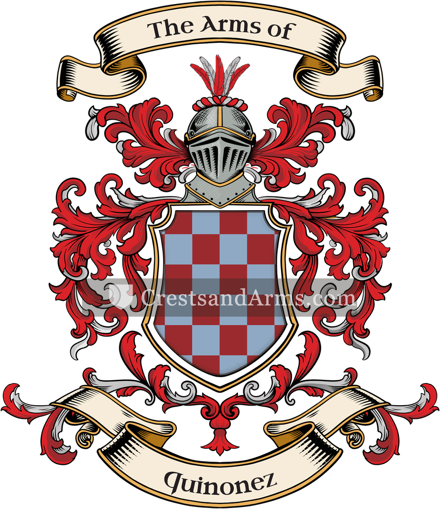 The Quinonez coat of arms, drawn from the recorded blazon