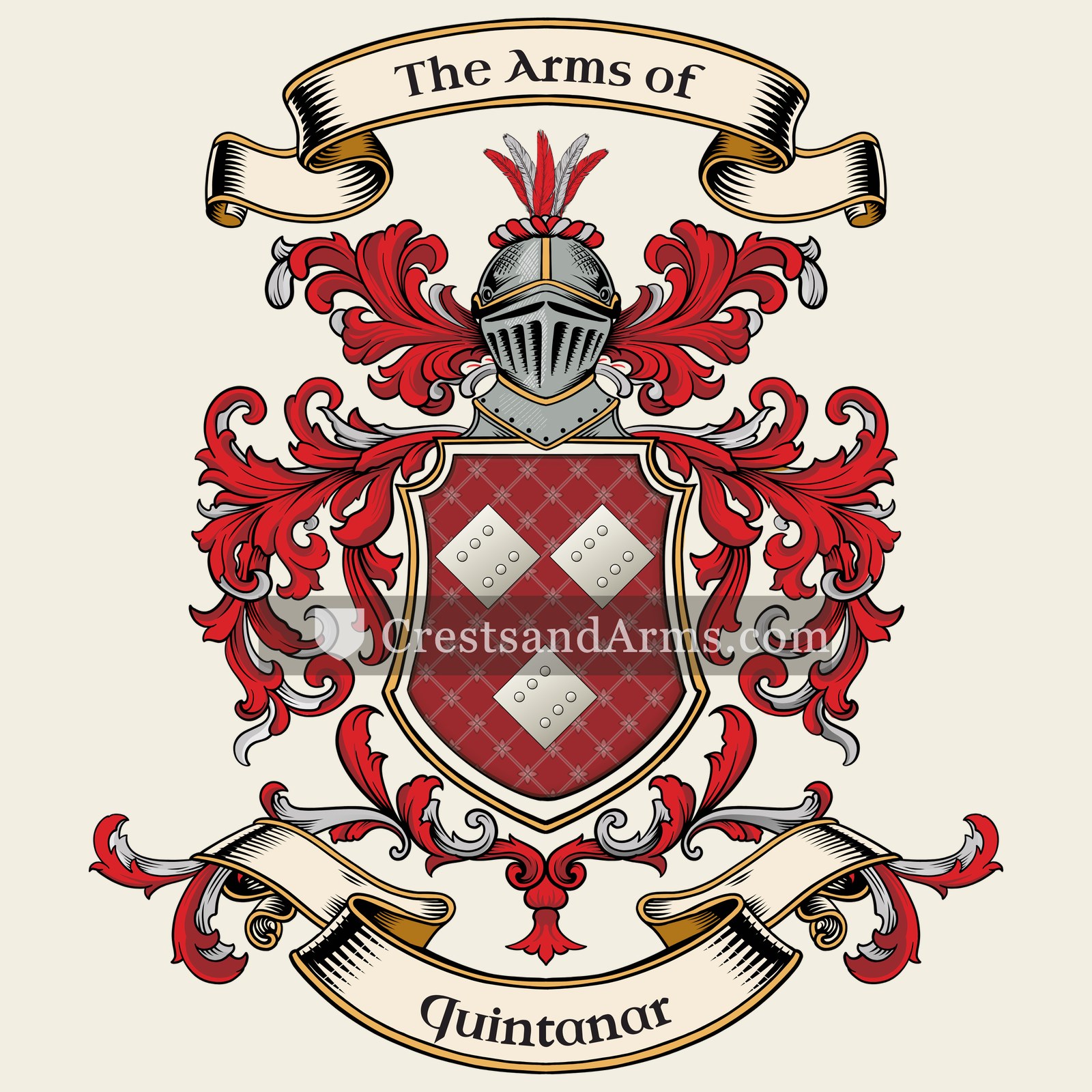 The Quintanar coat of arms, drawn from the recorded blazon